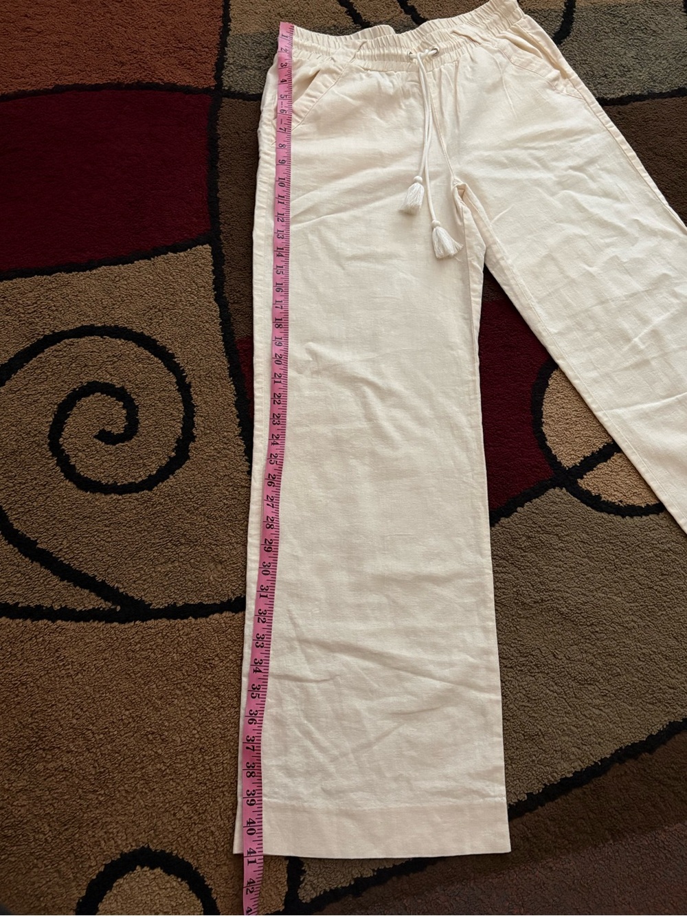 Rewind Cream Straight-Leg Linen Drawstring Pants - Picture 5 of 8